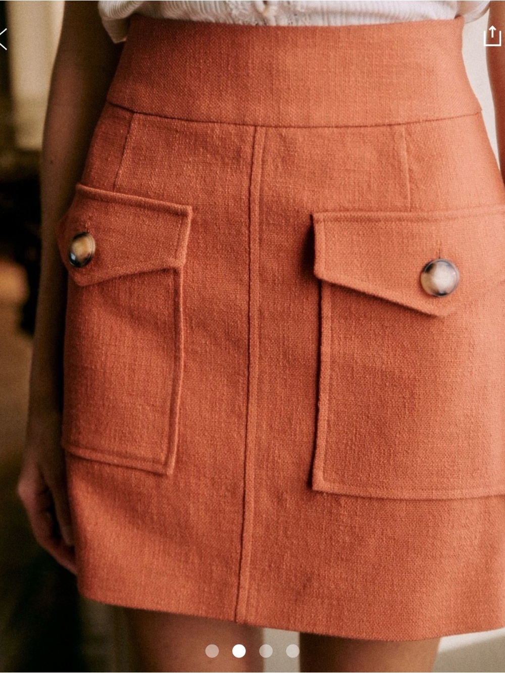 Sezane Gillyne Skirt Brick Orange Pocket mini Skirt - Picture 2 of 12